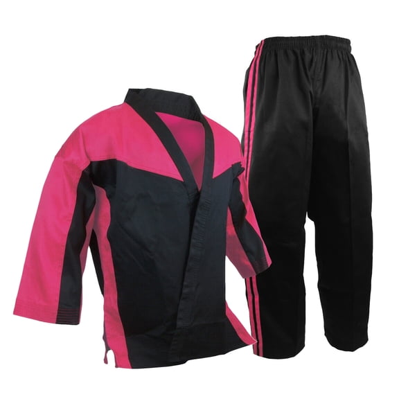 Karate Demo Gi Team Uniform Freestyle Competition Martial Arts Suits Black with Red Trim (#00)