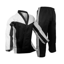 Karate Demo Gi Team Uniform Freestyle Competition Martial Arts Suits Black with White Trim (00)