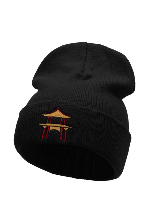 Karate Dojo Embroidered 12 Inch Long Knitted Beanie - Black OSFM