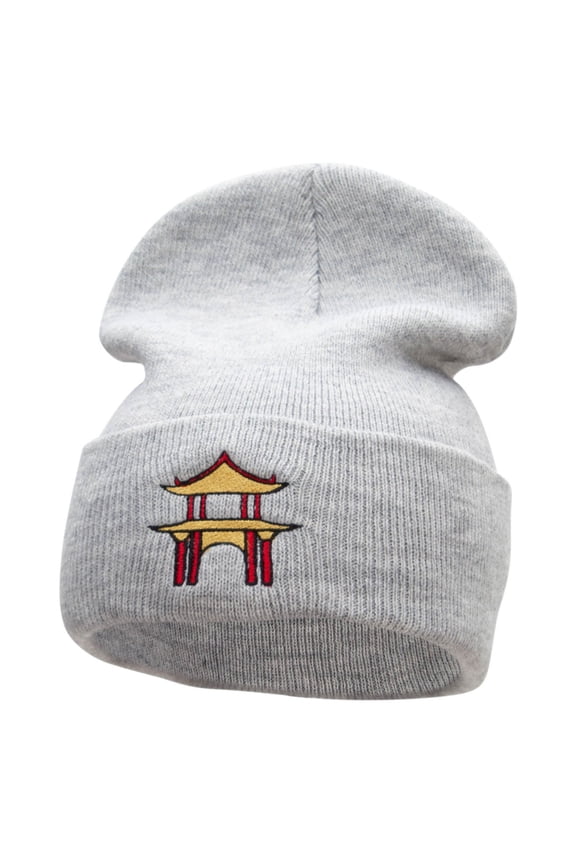 Karate Dojo Embroidered 12 Inch Long Knitted Beanie - Heather Grey OSFM
