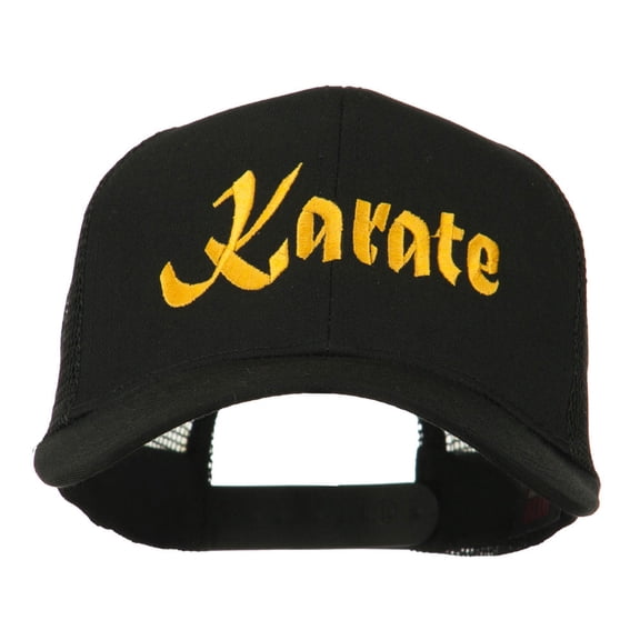 Karate Embroidered Mesh Trucker Cap - Black OSFM