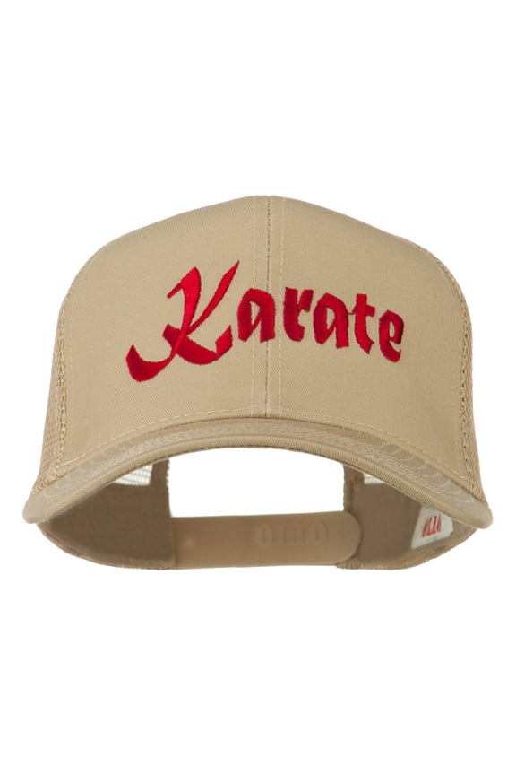 Karate Embroidered Mesh Trucker Cap - Khaki OSFM