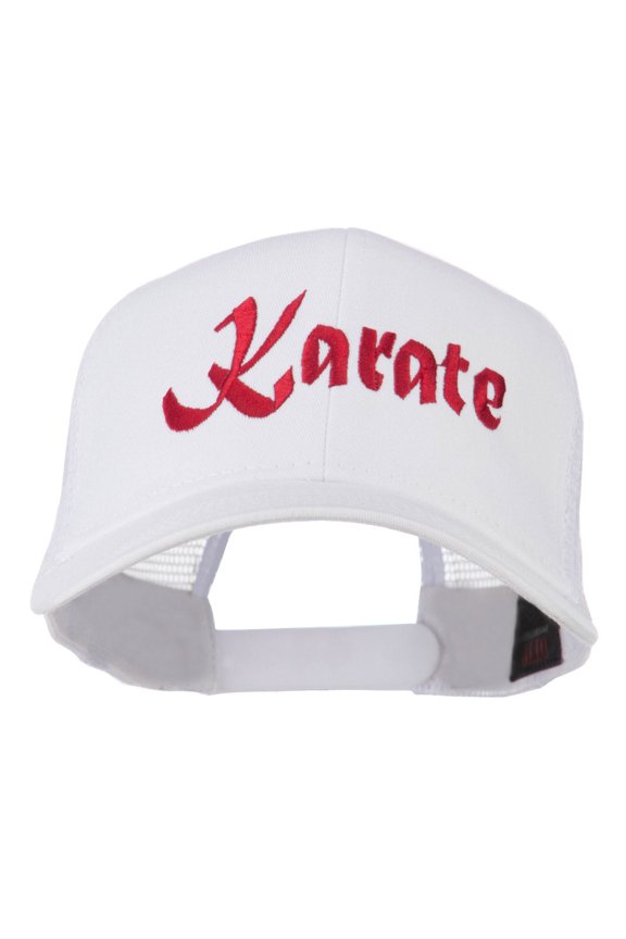 Karate Embroidered Mesh Trucker Cap - White OSFM