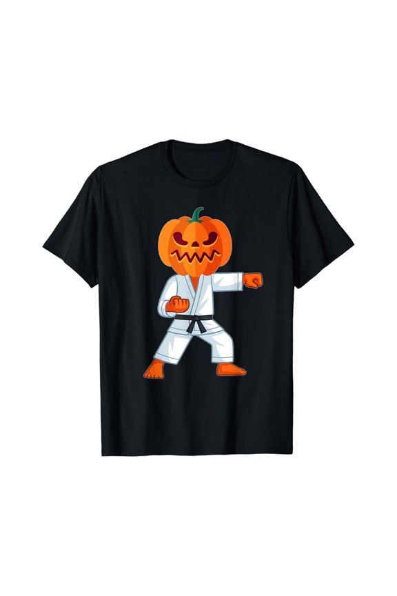Karate Fighter Pumpkin Head Scary Halloween Gift Holiday T-Shirt, Size S-5XL