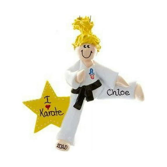 Karate Girl Blonde Personalized Christmas Ornament DO-IT-YOURSELF
