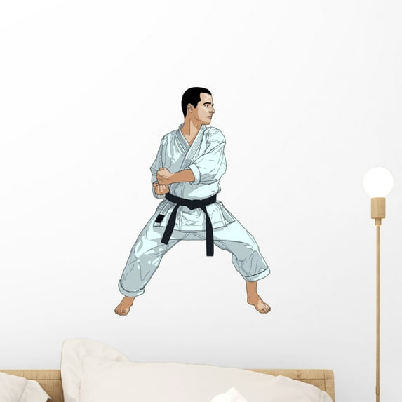 Karate Illustration Wall Decal by Wallmonkeys Peel and Stick Graphic (18 in H x 12 in W) WM102874