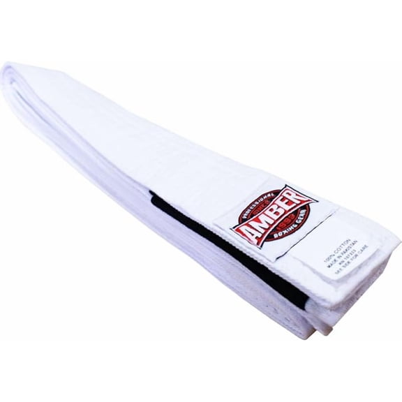 Amber Fight Gear Premium Karate Belt, 100% Cotton Canvas Martial Arts Belt for Karate, Taekwondo & Judo, Durable, Comfortable & Secure Fit, Ideal for Training & Competition, White, Size 00-77 Inches