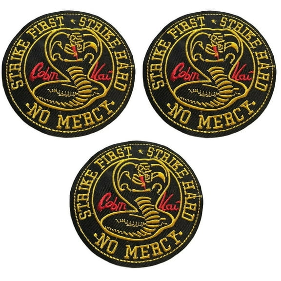 Karate Kid Cobra Kai Strike First Strike Hard 4" Diameter Set of 3 Patches