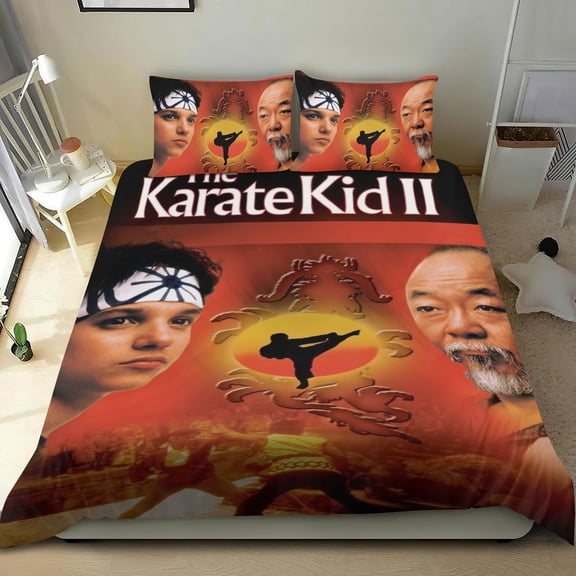 Karate Kid Legends Themed Bed Sheet Set Three Piece Set 53x79 In ches Comfortable And Skin Friendly Unique Design Creating A Star Studded Night Home Decor Gifts For Family Friends fans