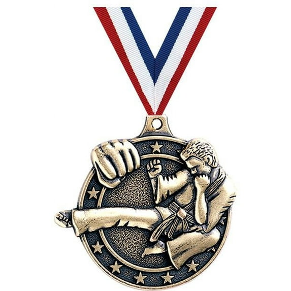 Karate Medals, 2" Gold Diecast Karate Medal Award 10 Pack
