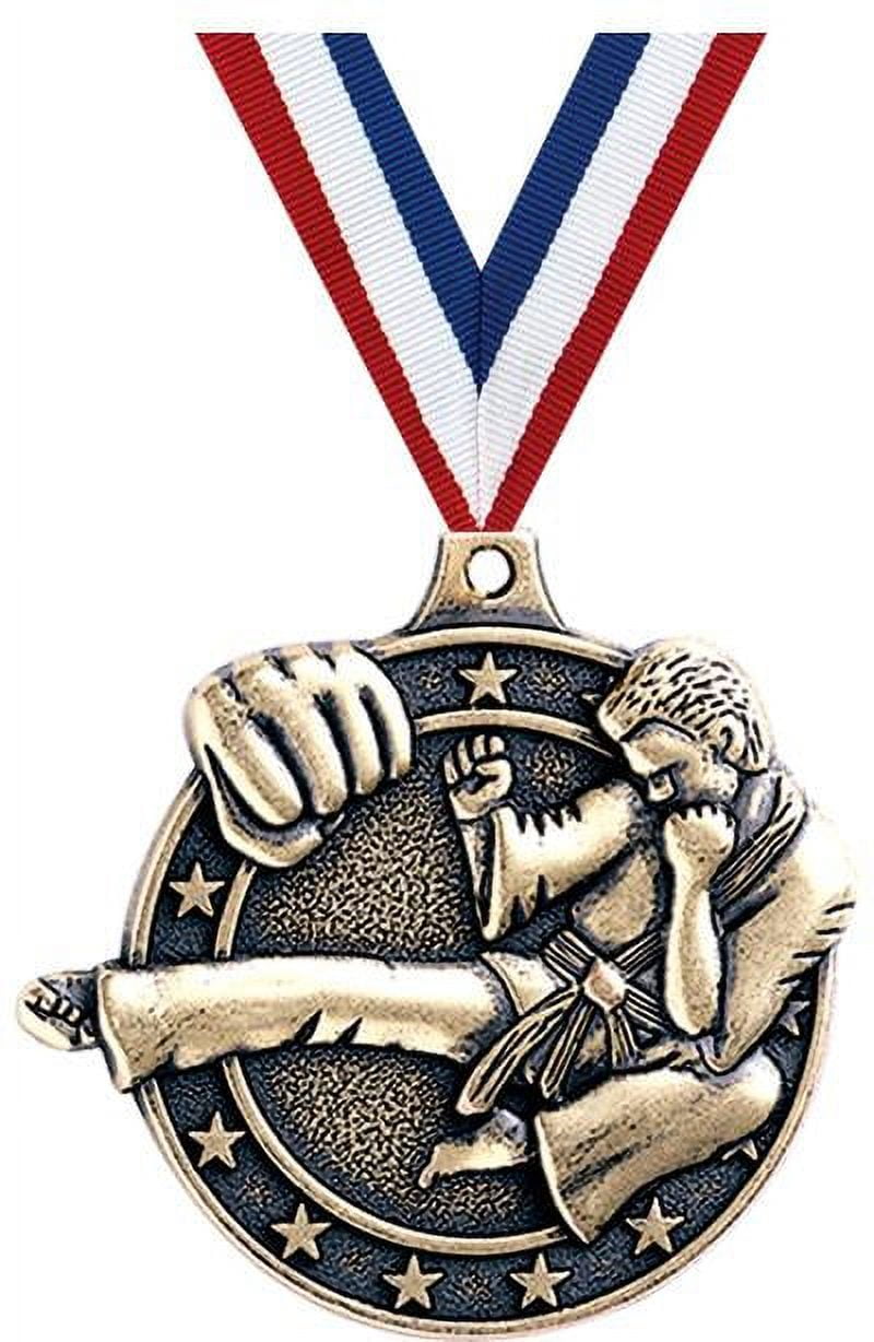 Karate Medals, 2" Gold Diecast Karate Medal Award 5 Pack