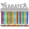 thumbnail image 1 of Karate Metal Medals Holder Sports Medals Display Hanger Rack Taekwondo Athlete Winner Awards Wall Mount Decor Frame Case with 20Pcs Hooks Gifts for Gymnastics Runner Running Silver DIY, 1 of 7