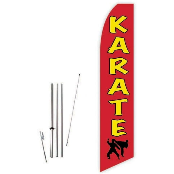 Karate Red Super Novo Feather Flag - Complete with 15ft Pole Set and Ground Spike