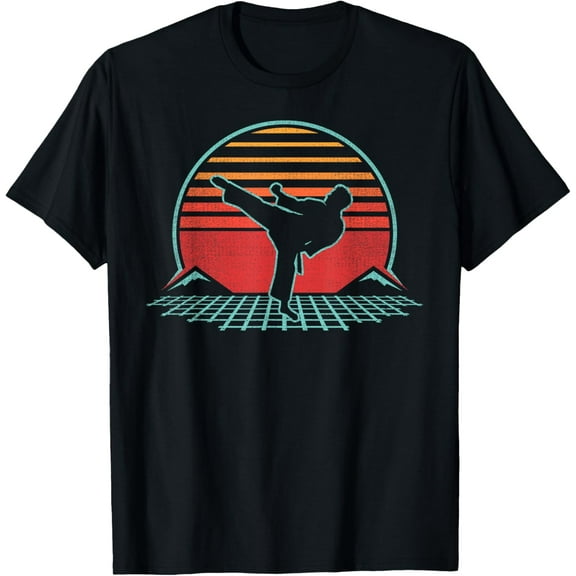Karate Retro 80s Style T-Shirt men and women can wear, black, white, gifts