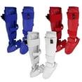thumbnail image 1 of Karate Shin and Instep Guard Toe-covered, WKF Style Shin Pad Foot Protector Martial Arts Gear (White, MD), 1 of 3