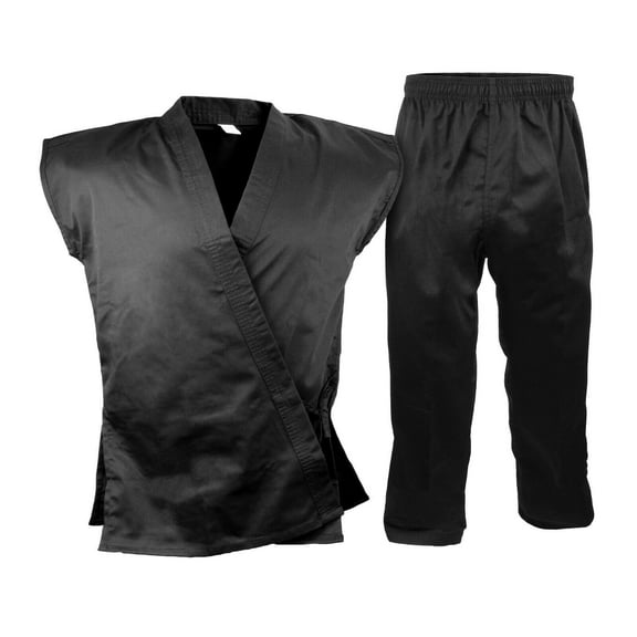 Karate Sleeveless Uniform Gi, Martial Arts Kimono Open Karate Taekwondo Black Set (0)