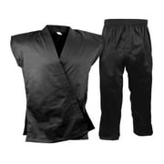 Karate Sleeveless Uniform Gi, Martial Arts Kimono Open Karate Taekwondo Black Set 2