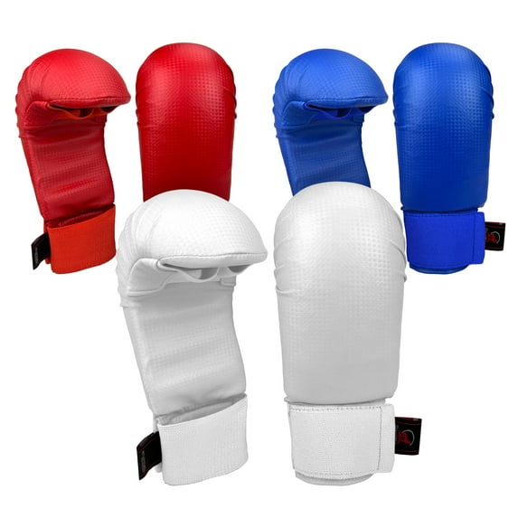 Karate Sparring Gloves Martial Arts Training Tournament WKF Style Gloves (Blue, LG)