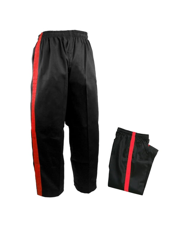 Karate Taekwondo Pants Demo Team Black Red Striped Pants Freestyle Competition Martial Arts (#3)