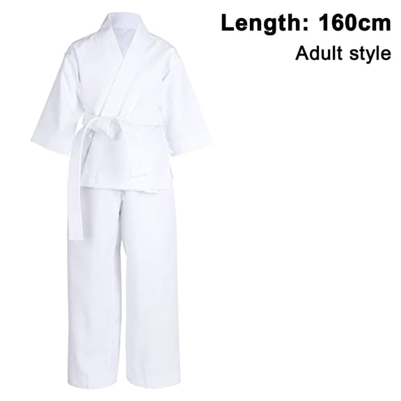 Karate Uniform with Free Belt, White Karate Gi for Kids & Adult Size,160cm