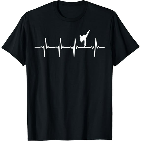 Karate heartbeat t-shirt for martial artists T-ShirtMen and women, Black T-shirt, size: Extra large