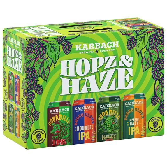 Karbach Hopz & Haze Variety Pack, 12 Pack, 12 fl oz Aluminum Cans, Craft Beer, 9.5% ABV