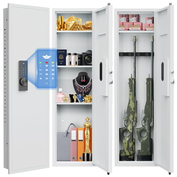 Karbeen 53" Hidden Gun Safe- Wall Safes Between the Studs with Dual Alarm System and Silent Mode for Home Firearm Money Valuables