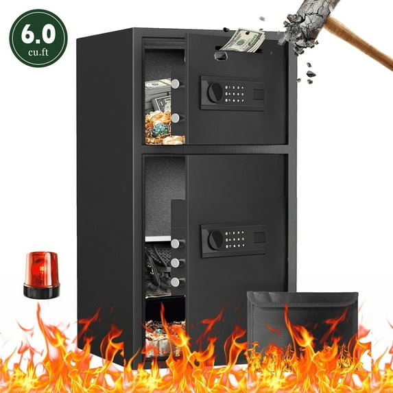 Opentiny 6.0 Cuft Large Digital Lock Home Safe Fireproof Waterproof, Anti-Theft Money Safe Box with Deposit Slot & Dual Alarm System, Backlit Keypad Security Document Safe for Home Business Office