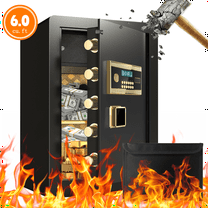 Opentiny 6.0 Cuft Large Home Safe Fireproof Waterproof, Anti-Theft Money Safe Box with Removable Shelf & Dual Alarm System, Digital Security Document Safe for Home Business Office, Gold