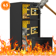 Opentiny  6.5 Cuft Double-Door Large Home Safe Fireproof Waterproof, Anti-Theft Money Safe Box with Removable Shelf & Dual Alarm System, Digital Security Document Safe for Home Business Office, Gold