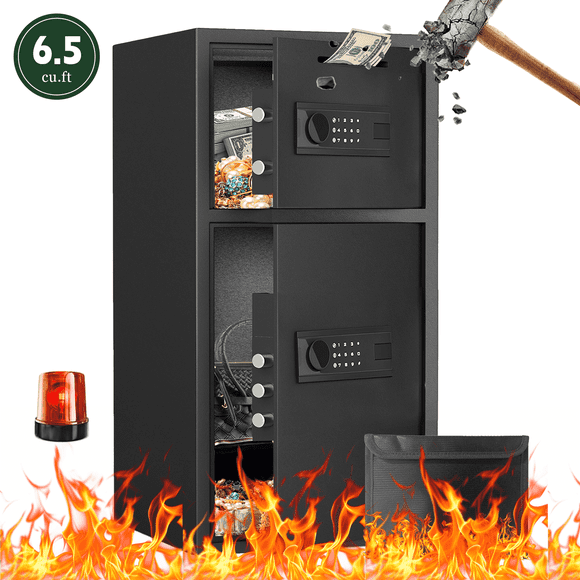 Opentiny 6.5 Cuft Large Digital Lock Home Safe Fireproof Waterproof, Anti-Theft Money Safe Box with Deposit Slot & Dual Alarm System, Backlit Keypad Security Document Safe for Home Business Office