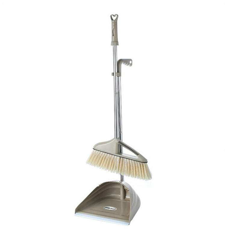 Extendable Upright Kitchen Broom and Standing Dustpan Set