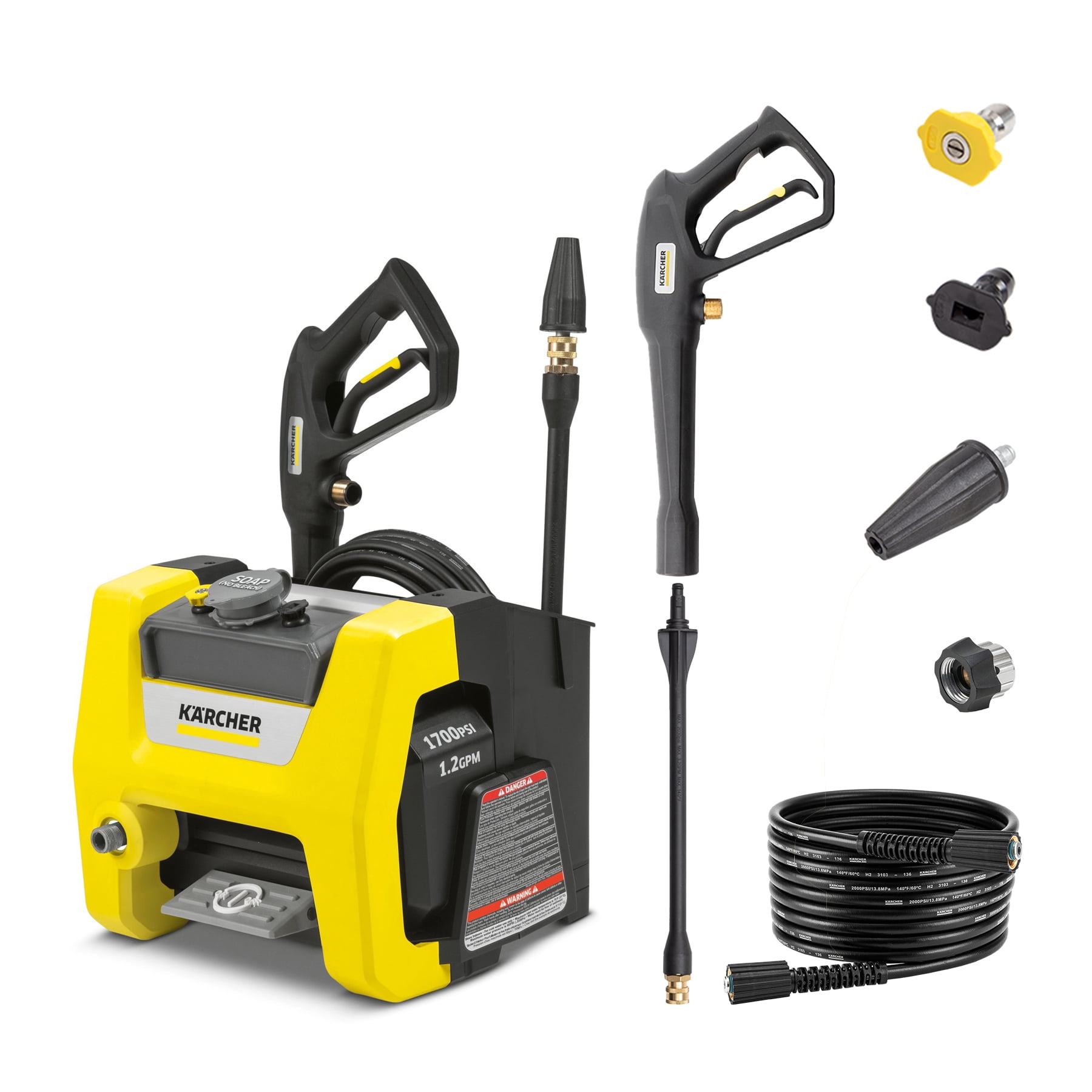 Karcher Compact Yellow and Black Electric Pressure Washer with PVC Hose
