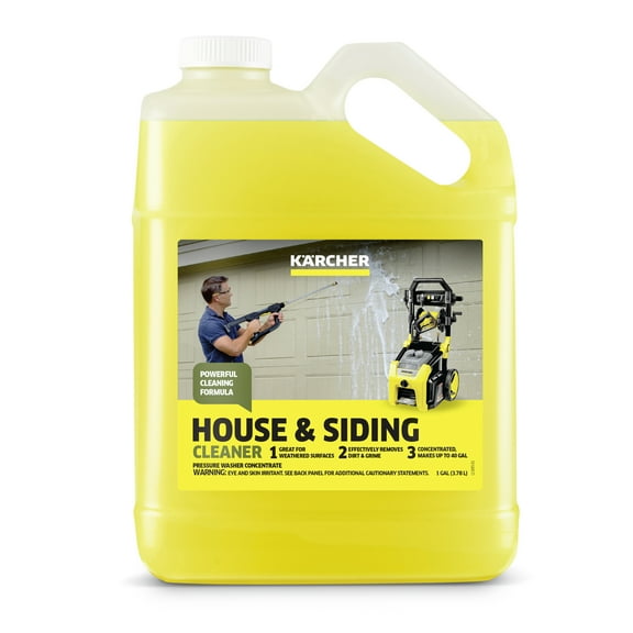 Krcher House & Siding Cleaner, Removes Dirt, Grime, Algae, and Mold, Highly Concentrated, Makes up to 40 gal of Cleaner, Readily biodegradable, For Pressure Washers