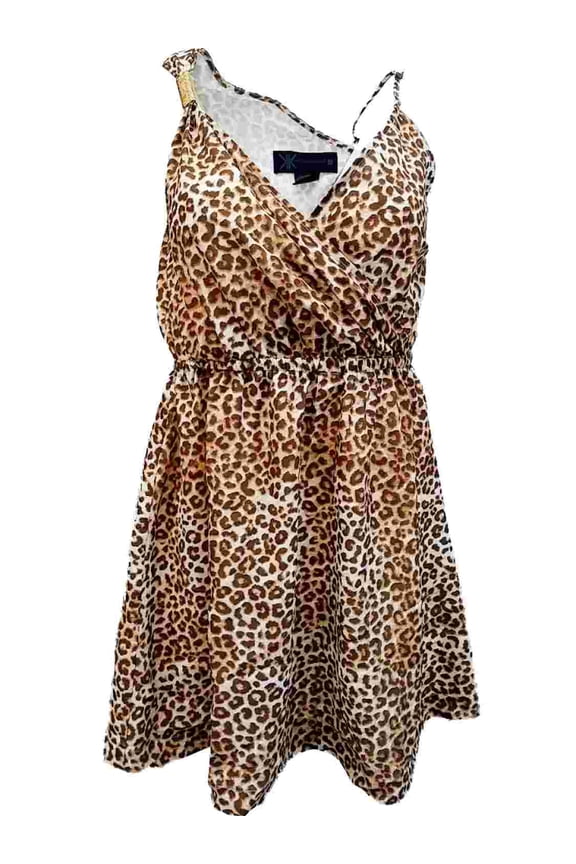 Womens Brown Leopard Print Sun Dress Swim Cover Up XL