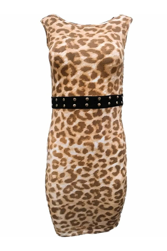 Womens Leopard Cheetah Print Pencil Dress Slim Fit Dress