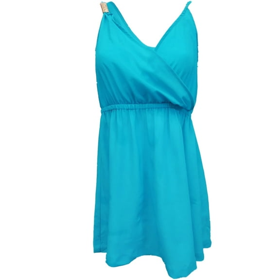 Kardashian Collection Womens Sky Blue Cross Front Sun Dress Sundress