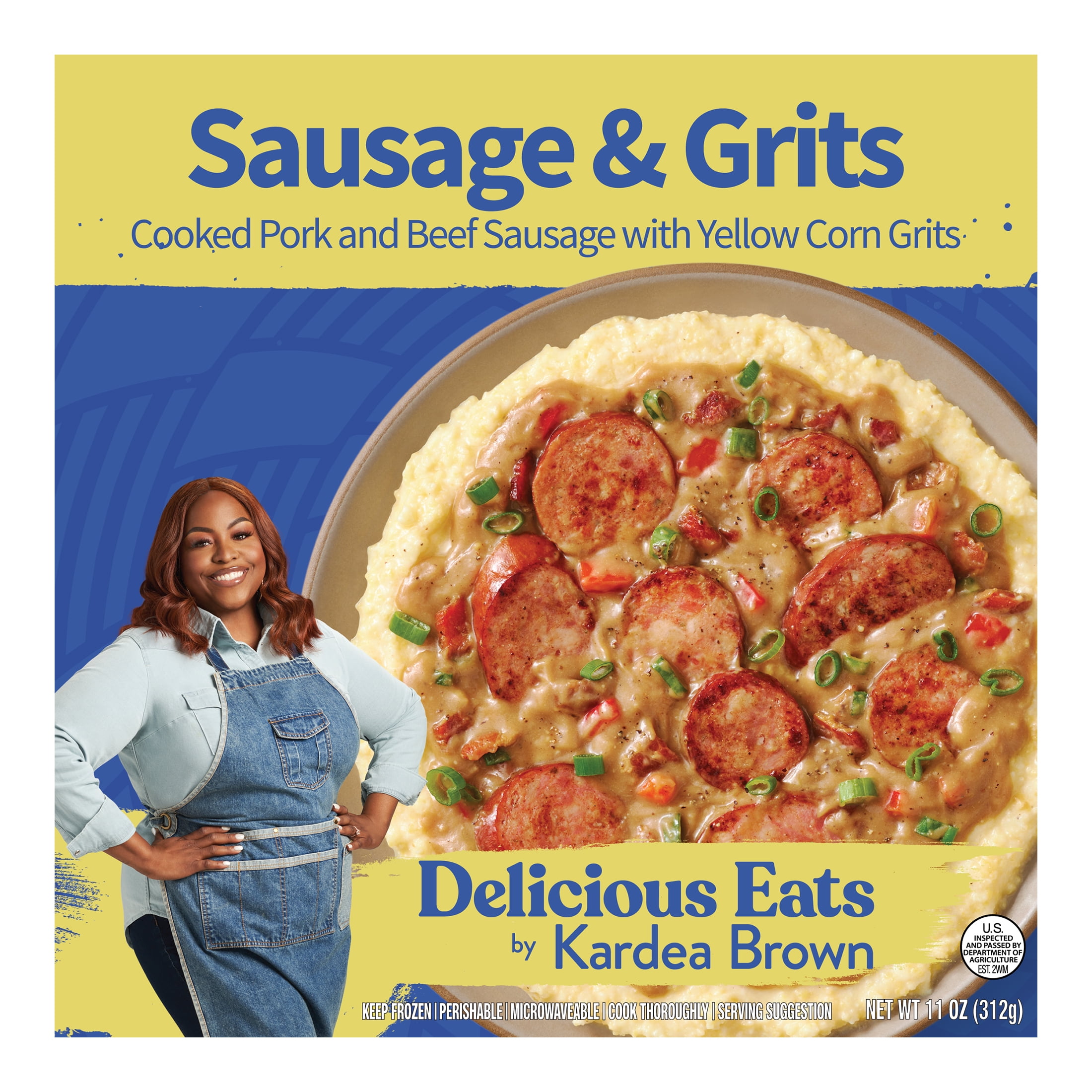 Kardea Brown Sausage and Grits, Frozen Meals, 11oz