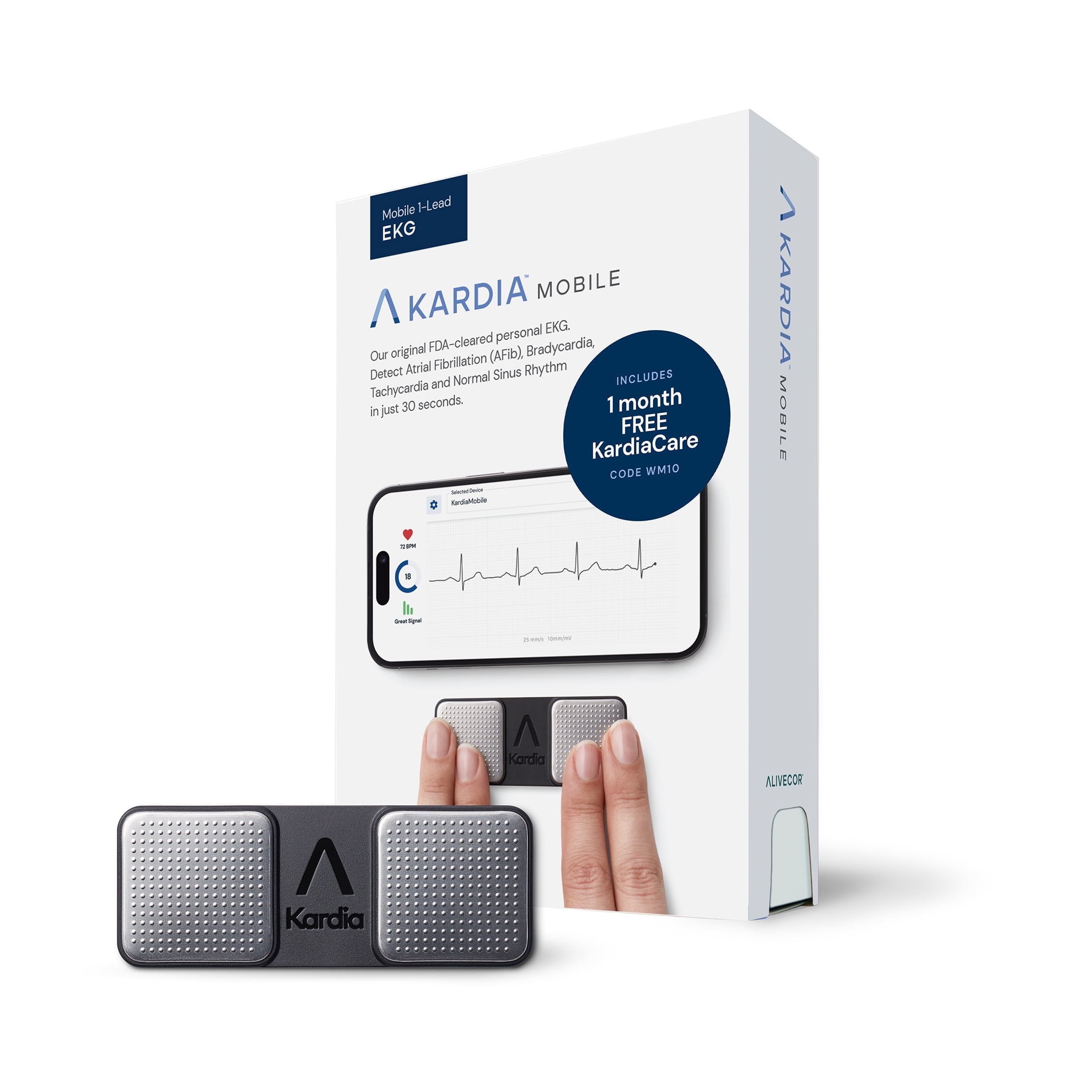 KardiaMobile 1-Lead medical grade EKG plus 1 month KardiaCare | Displays EKG and heart rate on smartphone, no subscription needed | FSA/HSA eligible