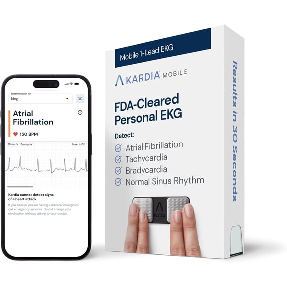 KardiaMobile EKG, Medical-Grade & FDA-Cleared Personal Heart Monitor, Bluetooth Enabled, On-The-Go Check-Up Anywhere, Compatible with Most Smartphones, No Subscription Required