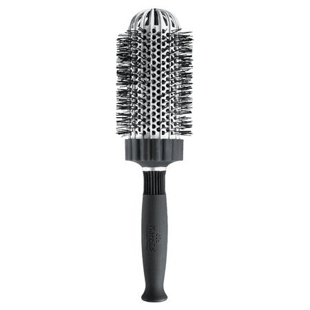 KareCo Large Round Ceramic Professional Hair Brush, White & Black, Synthetic Bristles