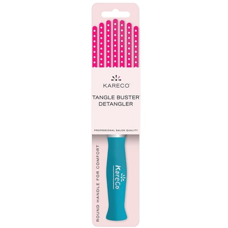 KareCo Mini Tangle Buster Flexible Professional Hair Brush, Pink & Teal, Synthetic Bristles
