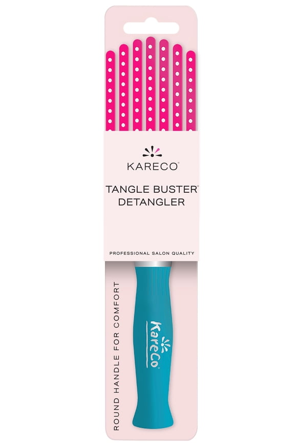 Mini Tangle Buster Flexible Professional Hair Brush, Pink & Teal, Synthetic Bristles