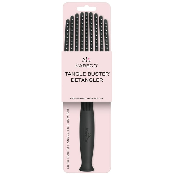 KareCo Tangle Buster Hair Brush Salon Professional Flexible Paddle, Black, Synthetic Bristles