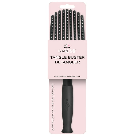 KareCo Tangle Buster Hair Brush Salon Professional Flexible Paddle, Black, Synthetic Bristles