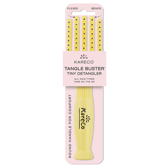 KareCo Tangle Buster Tiny Yellow Salon Professional Flexible Paddle Hairbrush