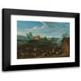 thumbnail image 1 of Karel Breydel 14x11 Black Modern Framed Museum Art Print Titled - A River Landscape with Travellers in the Foreground, 1 of 5