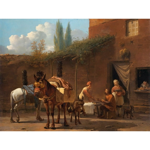 Karel Du Jardin Muleteers At An Inn Painting Extra Large XL Wall Art Poster Print