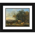 thumbnail image 1 of Karel Dujardin 14x12 Black Ornate Wood Framed Double Matted Museum Art Print Titled: Landscape with Two Donkeys, Goats and Pigs (1655), 1 of 5