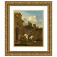 thumbnail image 1 of Karel Dujardin 20x24 Gold Ornate Framed and Double Matted Museum Art Print Titled - Mounted Trumpeter Taking a Drink (1650 - 1660), 1 of 4